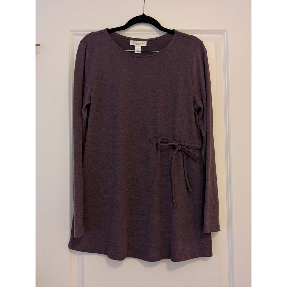 Motherhood Maternity Size M Plum Purple Long Sleeve Bow Tie Front Sweater